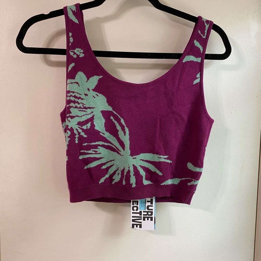 Future Collective Small Knit Purple and Teal Cropped Tank